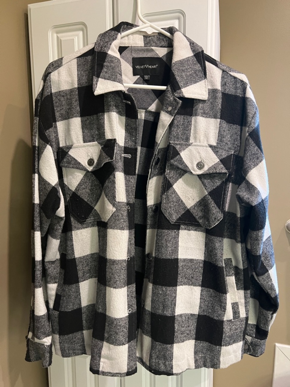 Velvet Heart Black & White Buffalo Plaid Utility Jacket